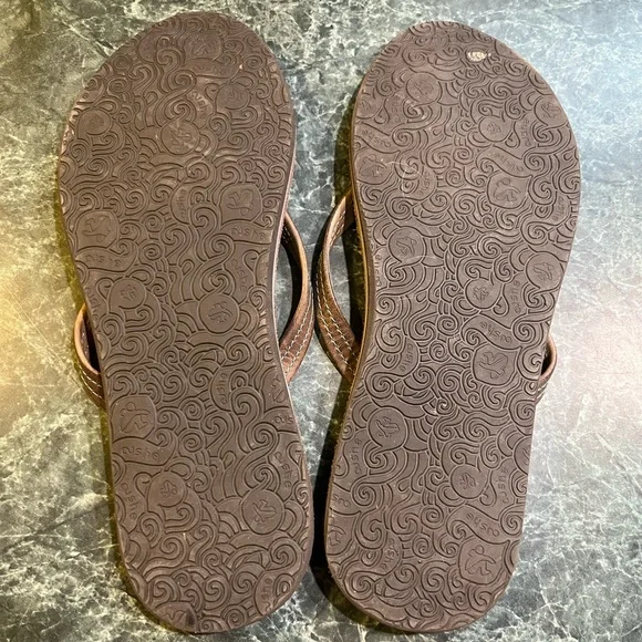 Cushe Tan Sandals with Blue Stitching - Picture 2 of 4